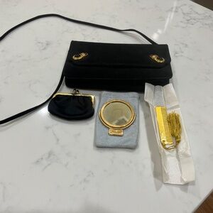 Judith Lieber Black Suede Clutch/Crossbody